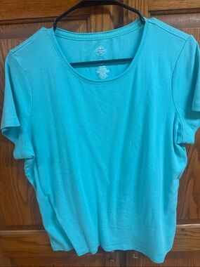 St John’s Bay Cotton Crewneck Tee - Turquoise 2x
